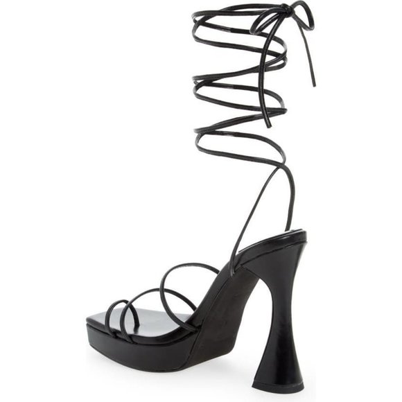 JEFFERY CAMPBELL Prima Donna Platform Strappy Sandal Shoes 11 Black NEW - Picture 2 of 12